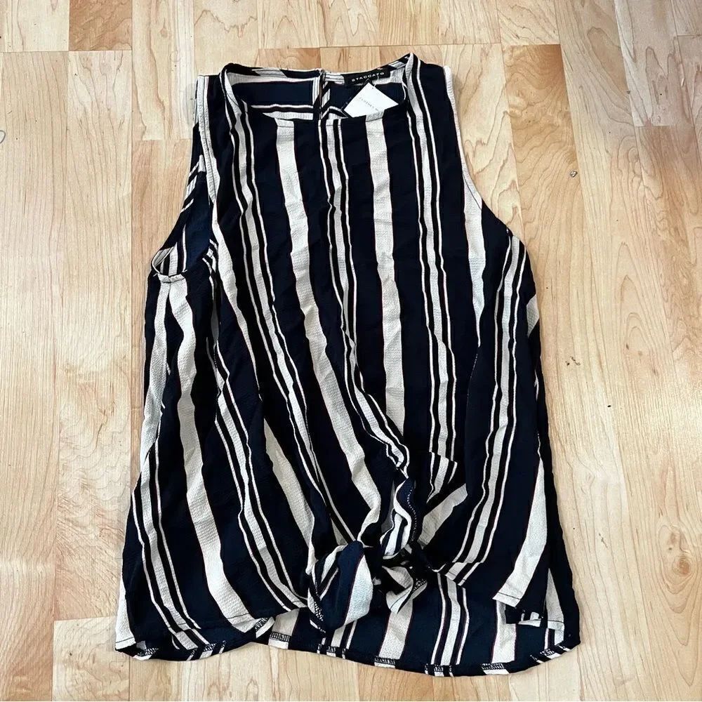 NEW Staccato Striped Tie Tank Top Blouse Women’s Small